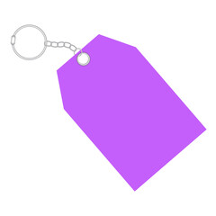 Purple Price Tag Icon with Keychain – Blank Sale Label Template and Text Frame on Transparent Background for Discounts and Promotions