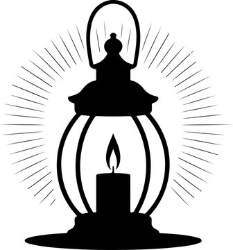 black lantern with candle glowing clip art preview