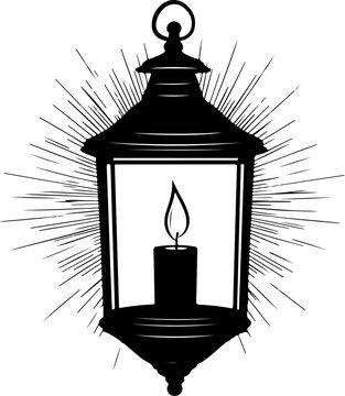 black lantern with candle light clip art preview