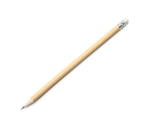 One sharp graphite pencil isolated on white, above view