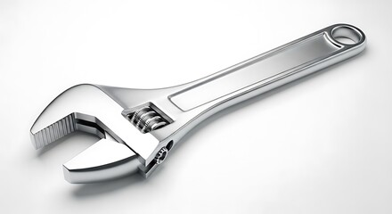 Precision adjustable wrench tool gleaming in bright light, perfect for DIY projects, home improvement, and industrial applications showcasing quality and reliability