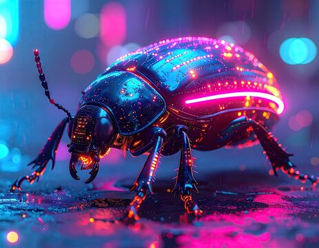 Cybernetic Ant with Holographic Body Neon Lights