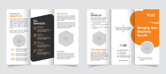 Modern business trifold brochure design with options, vectors, and web elements for a clean and professional template layout