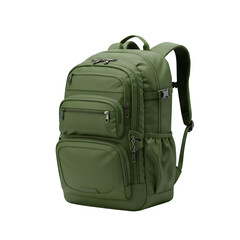 Naklejka premium Olive Green Backpack, isolated on transparent background