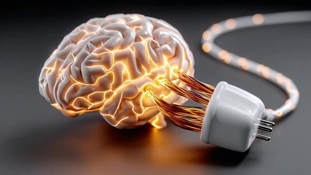 Brain's Power: A striking image that unveils the core of thought and innovation by connecting the brain to an electrical plug, sparking curiosity and fascination.