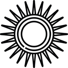 Vector illustration of a stylized sun symbol in a circular frame with a decorative floral pattern