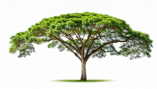Rain Tree Albizia Saman Tropical Tree Isolated On White Background
