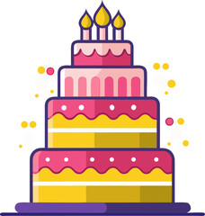 four layer birthday cake icon