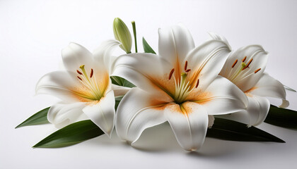 Naklejka premium Lily Lilium White Background