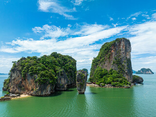 Aerial view James Bond Island  officially known as Koh Tapu  island belongs to the Ao Phang Nga National Park