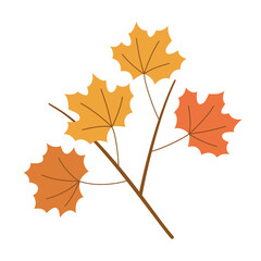 A branch with autumn maple leaves. Vector composition isolated on white.