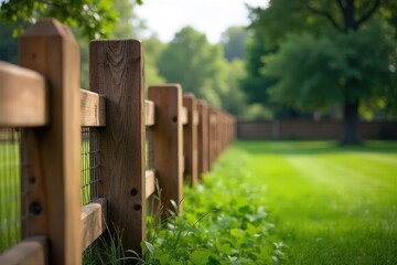Naklejka premium Sturdy Farm Fence Offering Security and Peace of Mind Strong Posts, Durable Materials Ensure Safety and Protection of Property