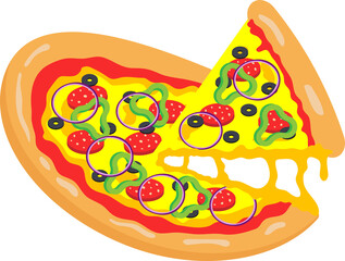 vector illustration of pizza with vegetables