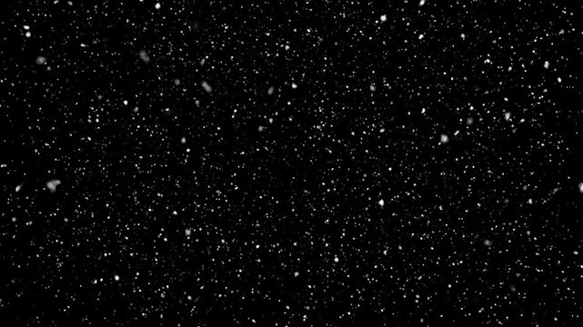 snowfall overlay, black background - winter, slowly falling snow effect - green screen