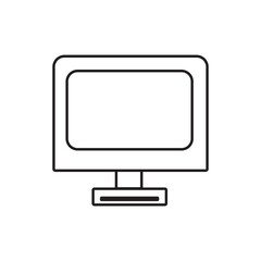 Monitor Vector Icon -  Computer Monitor Line Art Vector