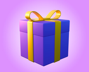 Blue gift box with yellow ribbon