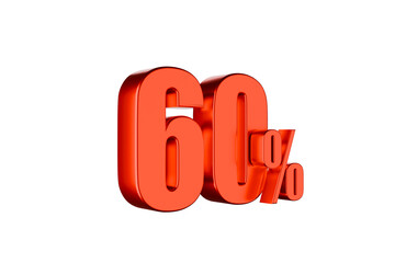 Red 60 percent sign on white background