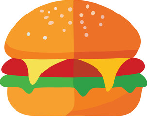 Juicy hamburger food icon with fresh toppings delicious fast food meal isolated simple graphic representation