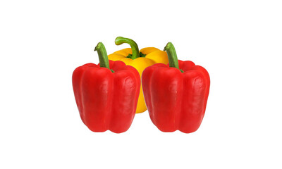 Fresh Sweet Bulgarian Bell Pepper Mix Red and Yellow Paprika Isolated on Transparent Background. Organic Raw Bell Pepper Paprika Banner Template