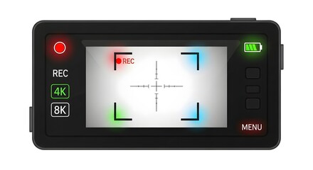 camera display screen showing recording mode and battery perfect for technology-focused content demonstrating advanced camera technology and functionality