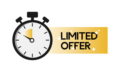 Limited offer. Sale countdown badge. Limited time only discount promotion. Vector illustration
