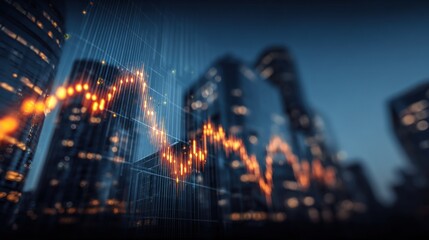 Financial Downturn Depicted Against Modern City Skyline at Dusk, Representing Market Volatility and Economic Challenges