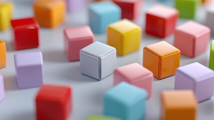 Obraz premium Vibrant Collection of Colorful Cubes: A Playful and Abstract Composition for Creative Designs and Backgrounds