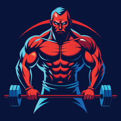 Intense muscular bodybuilder lifting heavy barbell with dramatic lighting and dark background