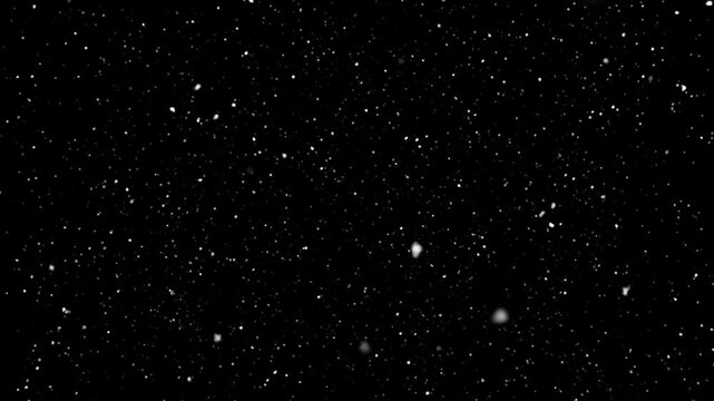 snowfall overlay, black background - winter, slowly falling snow effect - green screen