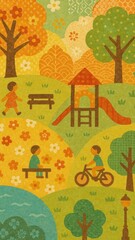 Colorful playful park illustration