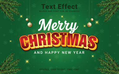 Merry christmas 3d editable vector text effect