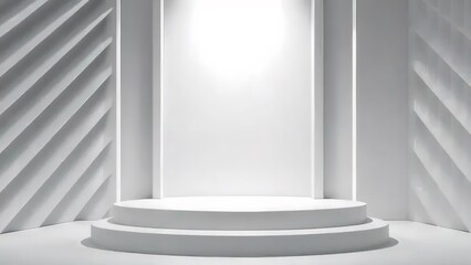 白色の展示ステージ 幾何学的な背景デザイン
