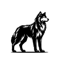 Standing Wolf Vector Illustration – Majestic Wild Animal Design