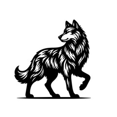 Roaring Wolf Vector Illustration – Wild Predator Silhouette