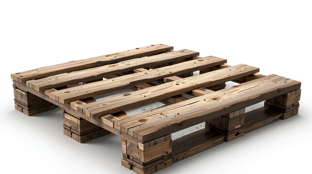 Wooden Pallet. Perspective View. 3d Vector Photo Realistic Illustration Isolated On White Background