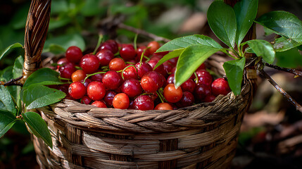 Seasonal harvesting of berries and fruits for the winter cherry jam cherry summer background a large number of cherries with leaves on the table in a saucepan on a black background closeup
