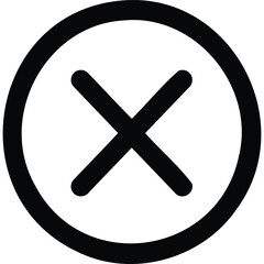Obraz premium A bold black x mark inside a circle on a white background symbolizing rejection or error in design use silhouette