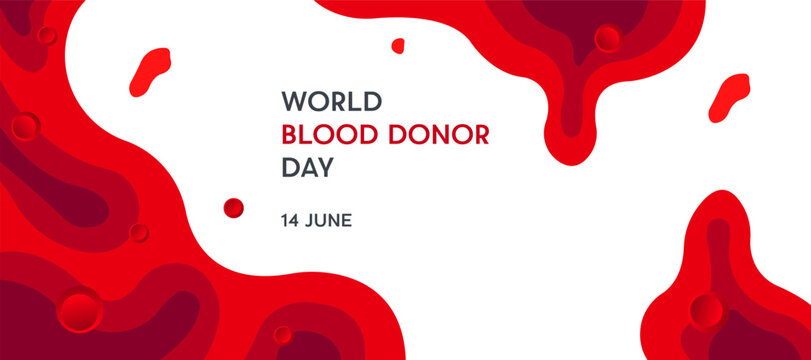 World Blood Donor Day 14 June Red Abstract Design - Powered by Adobe