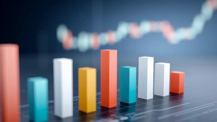 US banking system, financial data represented through colorful bar graphs. - Powered by Adobe