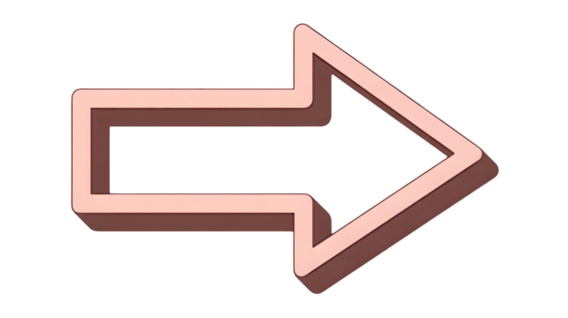 Stylish rose gold arrow design pointing right, perfect for modern presentations, websites, and directional signage for a luxury brand aesthetic
