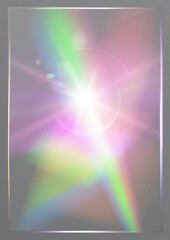 Glassmorphism abstract colorful light flare with rainbow glow isolated on transparent background.
