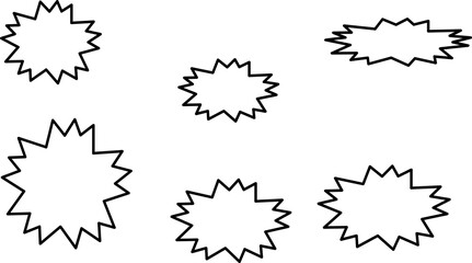 Starburst Badge PNG – Doodle Explosion Shapes, Sale Labels, Price Tags, Sticker Pack with Transparent Background