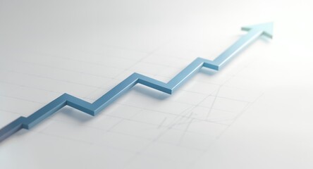 3D Render of an Upward Trending Arrow Graph Showing Growth and Success