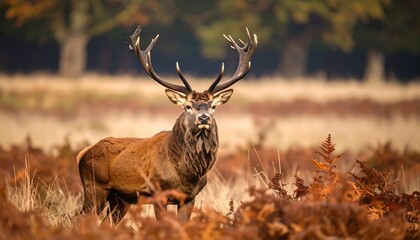 Obraz premium Majestic stag in autumnal landscape