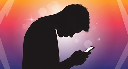 Silhouette of a person using a smartphone browsing social media indoors a modern connection illustrating digital lifestyle and mobile technology communication.