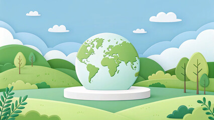 Naklejka premium Sustainable Future, Eco-Friendly Earth Model Concept