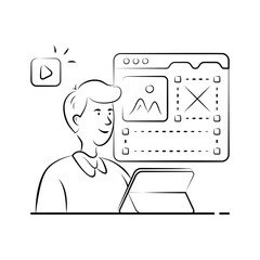 Interactive Website Illustration with Modern UI and Coding Concept