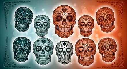 sugar skull art for day of the dead celebrations dia de los muertos design elements colorful traditional designs for cultural celebration festive
