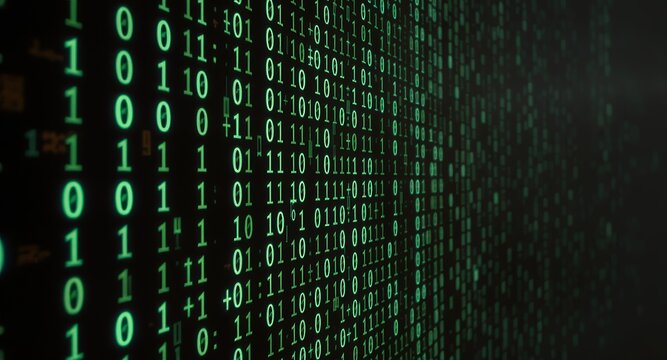 Abstract Green Binary Code Digital Data Background Texture