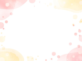 水彩風の丸とグラデーション背景フレーム（ピンクと黄色）